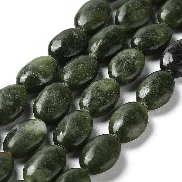 

PandaHall Natural Xinyi Jade/Chinese Southern Jade Beads Strands, Flat Oval, 17.5~18x12.5~13x6mm, Hole: 1.2mm, about 22pcs/strand, 15.55''...