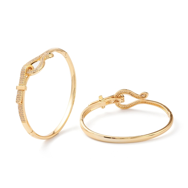 

PandaHall Brass Micro Pave Cubic Zirconia Bangles, Long-Lasting Plated, Snake, Real 18K Gold Plated, Inner Diameter: 2-3/8 inch(5.9cm) Brass..., Clear