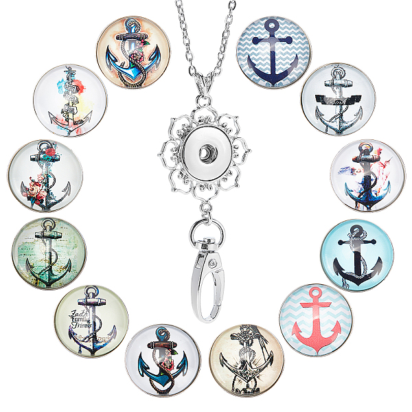 

PandaHall SUNNYCLUE DIY Half Round Pendant Necklace Making Kits, Including Brass & Glass Snap Buttons, Alloy Snap Pendant Making, 304...