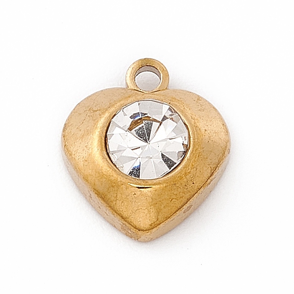 

PandaHall 304 Stainless Steel Pendants, with Rhinestone, Heart, Golden, Crystal, 10.5x9.5x4mm, Hole: 1.4mm Stainless Steel+Rhinestone Heart..., Clear