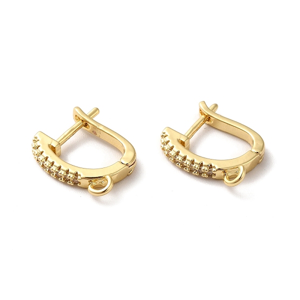 

PandaHall Brass Micro Pave Clear Cubic Zirconia Hoop Earring Findings, Latch Back with Horizontal Loops, Real 18K Gold Plated...