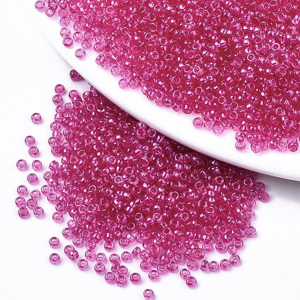 

PandaHall Glass Seed Beads, Fit for Machine Eembroidery, Transparent Colours, Round, Camellia, 2.5x1.5mm, Hole: 1mm, about 2222pcs/50g Glass..., Pink