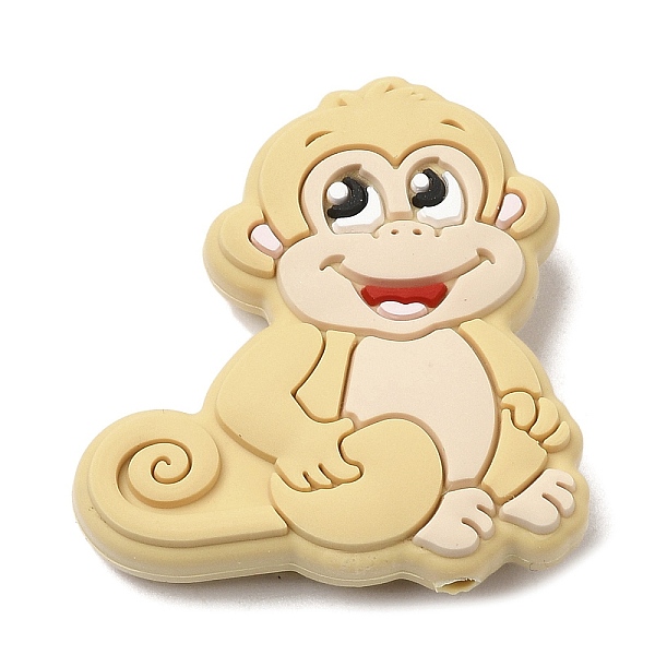 

PandaHall Monkey Food Grade Eco-Friendly Silicone Focal Beads, Chewing Beads For Teethers, DIY Nursing Necklaces Making, Wheat..., Orange