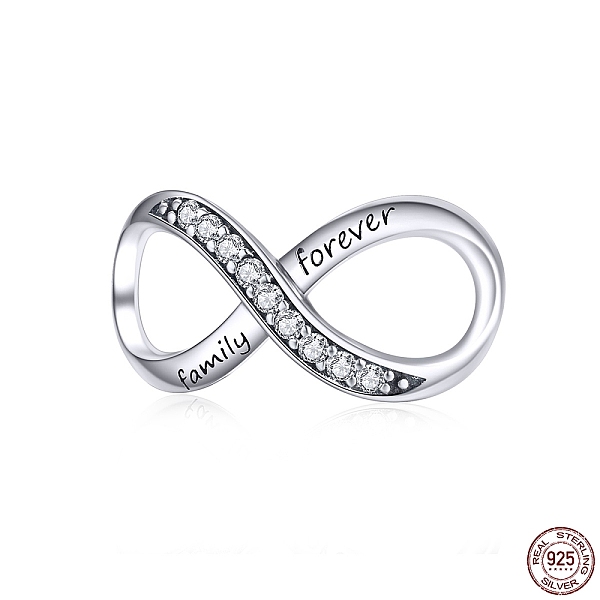 

PandaHall 925 Sterling Silver Links, with Cubic Zirconia, Infinity with Word Forever Family, with 925 Stamp, Clear, Antique Silver, 20x10mm...