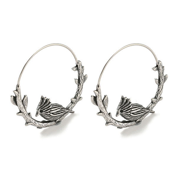 

PandaHall 316 Surgical Stainless Steel Hoop Earrings for Women and Men, Antique Silver, Bird, 32.5x6mm 316 Surgical Stainless Steel Bird