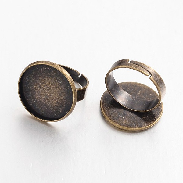 

PandaHall Adjustable Antique Bronze Plated Brass Pad Ring Settings, Nickel Free, Tray: 18mm, 17mm Brass