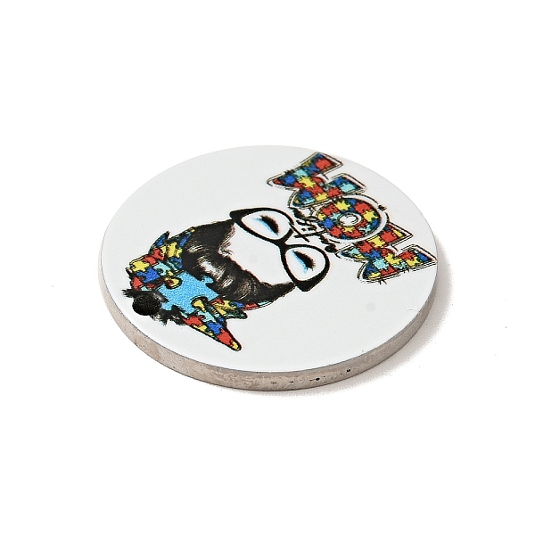 

PandaHall Autism Awareness Theme 201 Stainless Steel Pendants, Flat Round, Stainless Steel Color, Human Pattern, 25x1mm, Hole: 1.8mm 201...