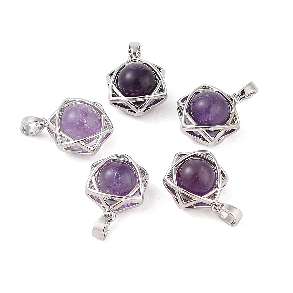 

PandaHall Natural Amethyst Round Pendants, Stainless Steel Star of David Charms, Stainless Steel Color, 20x15.5x10.5mm, Hole: 3x5mm Amethyst...