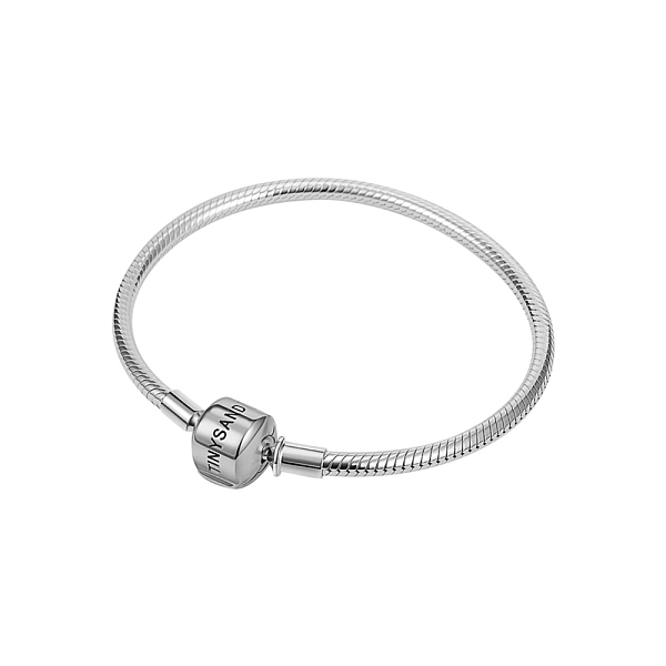

PandaHall TINYSAND Rhodium Plated 925 Sterling Silver Bracelet Making, with European Clasp, Platinum, 190mm Sterling Silver