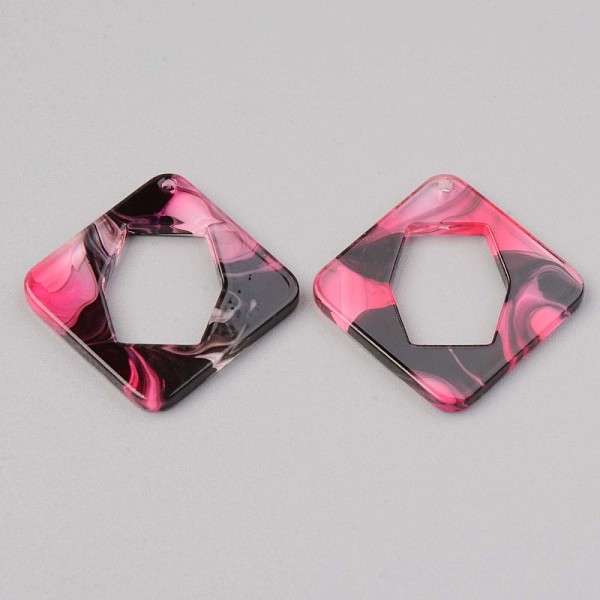 

PandaHall Acrylic Pendants, for DIY Bracelet Necklace Earring Jewelry Craft Making, Rhombus, Hot Pink, 34x34x2mm, Hole: 1.5mm, Side Length...
