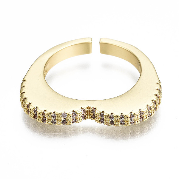 

PandaHall Brass Micro Pave Clear Cubic Zirconia Cuff Rings, Open Rings, Nickel Free, Heart, Real 16K Gold Plated, US Size 6, Inner Diameter...