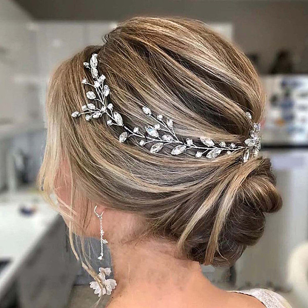 

PandaHall Rhinestone Leaf Wedding Hair Band, Beaded Wedding Headpiece for Girls Women Wedding Party Decoration, Crystal, 260mm Rhinestone..., Clear