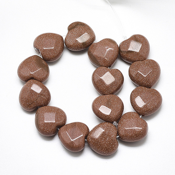 

PandaHall Synthetic Goldstone Beads Strands, Faceted, Heart, 10x10x5mm, Hole: 1.2mm, about 20pcs/strand, 7.4 inch Goldstone Heart