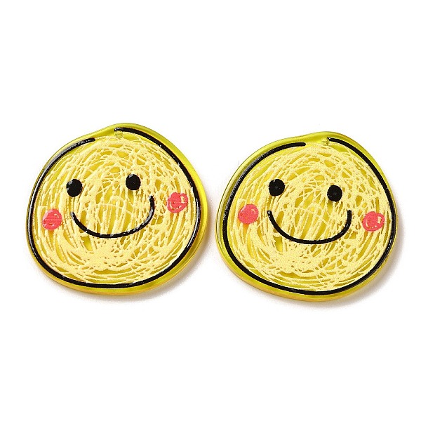 

PandaHall Transparent Acrylic Pendants, 3D Printed, Smiling Face, 34x34x3mm, Hole: 1.5mm Acrylic Smiling Face Gold