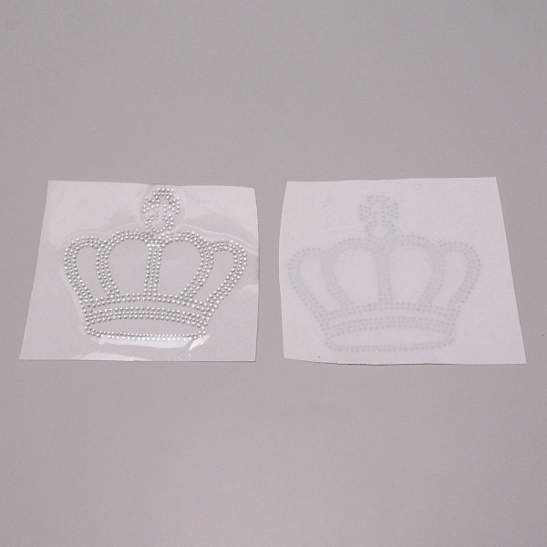 

PandaHall Crown Glitter Hotfix Rhinestone, Iron on Patches, Dress Shoes Garment Decoration, Crystal, 125x136x1.5mm Glass Rhinestone Crown..., Clear
