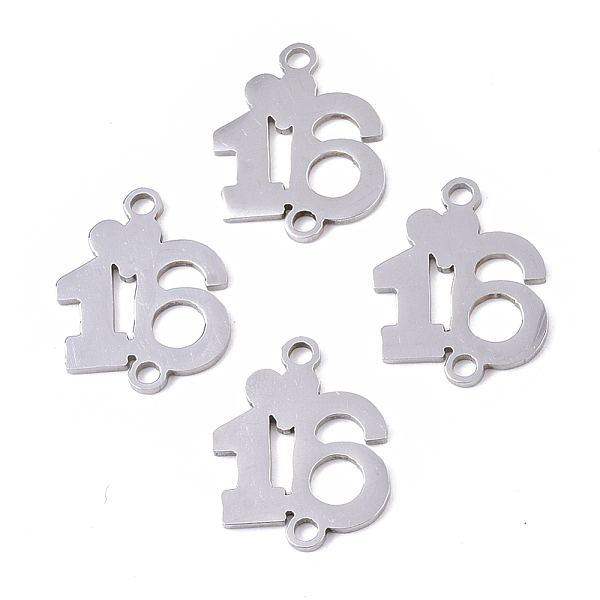 

PandaHall 201 Stainless Steel Links connectors, Laser Cut, Number 16, Stainless Steel Color, 17.5x13.5x1mm, Hole: 1.6mm 201 Stainless Steel...