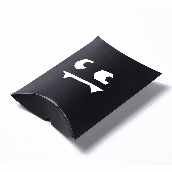 

PandaHall Halloween Pillow Boxes Candy Gift Boxes, Packaging Boxes, for Halloween Thanksgiving Party, Ghost Pattern, Black, 14x9.5x2.8cm...