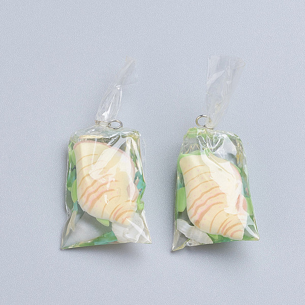 

PandaHall Tortoise Shape Fish Water Bag Resin Pendants, with Loop, for Earrings Jewelry Making DIY Supplies, Colorful, 56x23x13mm, Hole...