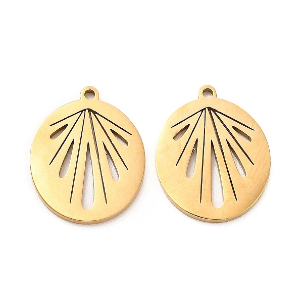 

PandaHall Ion Plating(IP) 304 Stainless Steel Pendants, Oval Charm, Real 18K Gold Plated, 16x13x1mm, Hole: 1mm 304 Stainless Steel Oval