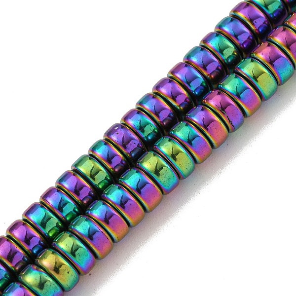 

PandaHall Electroplated Synthetic Non-magnetic Hematite Beads Strands, Disc, Heishi Beads, Rainbow Plated, 6x3mm, Hole: 1mm, about...