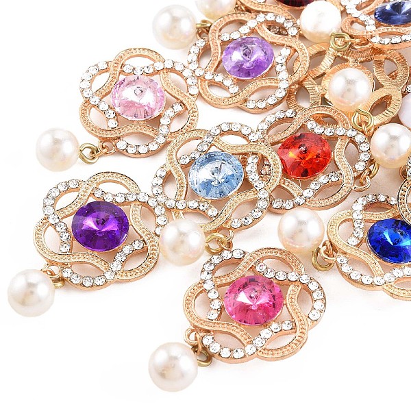 

PandaHall Acrylic Crystal Rhinestone Cabochons, with Rose Gold Plated Alloy Findings, Cadmium Free & Lead Free, Faceted, Flat Back, Flower..., Multicolor
