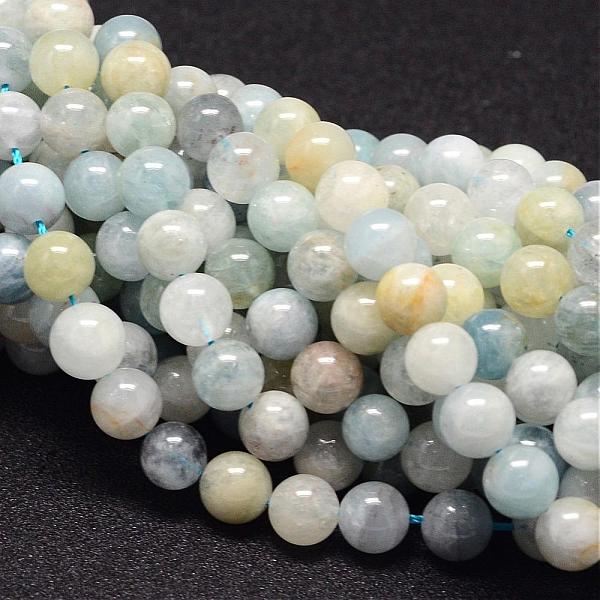 

PandaHall Natural Aquamarine Beads Strands, Round, 6mm, Hole: 1mm, about 64pcs/strand, 15.7 inch Aquamarine Round Green