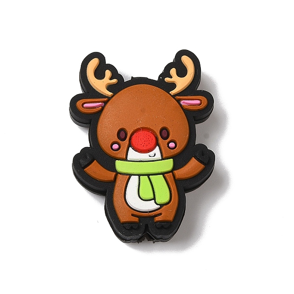 

PandaHall Christmas Theme Silicone Focal Beads, Silicone Teething Beads, Deer, 31x23x8mm, Hole: 3.5mm Silicone Deer