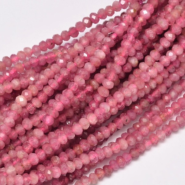 Faceted Rondelle Natural Tourmaline Bead Strands