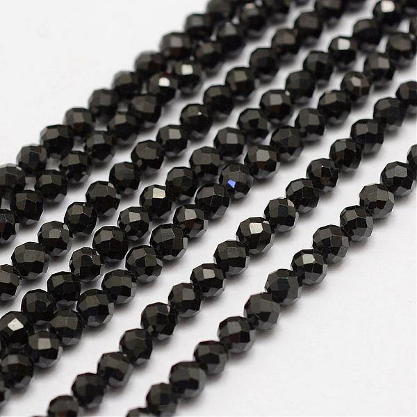 

PandaHall Natural Black Spinel Beads Strands, Faceted, Round, 3mm, Hole: 0.5mm, about 133pcs/strand, 15.5~15.7 inch(39.5~40cm) Spinel Round