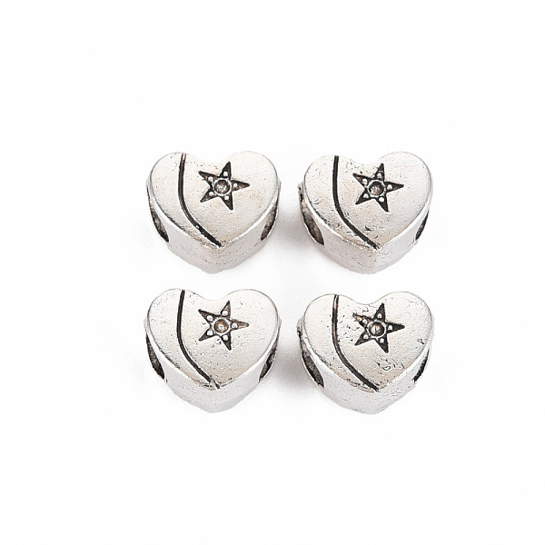 

PandaHall Tibetan Style Alloy European Beads, Cadmium Free & Lead Free, Heart, Antique Silver, 8.5x10x6mm, Hole: 4mm, about 740pcs/1000g...