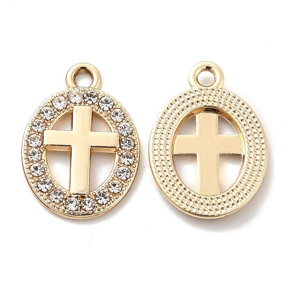 

PandaHall UV Plating Alloy Pendants, with Crystal Rhinestone, Oval with Cross Charms, Golden, 20x15.5x2mm, Hole: 2mm Alloy+Rhinestone Oval..., Clear