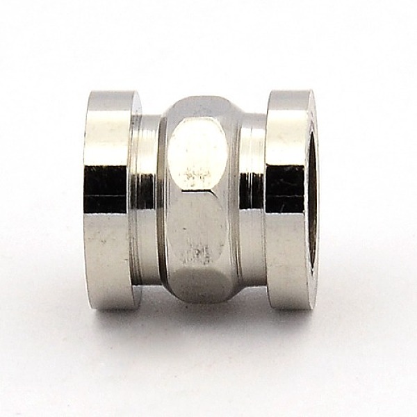 

PandaHall Stainless Steel Beads, Large Hole Column Grooved Beads, Stainless Steel Color, 10x10mm, Hole: 6mm Stainless Steel Column
