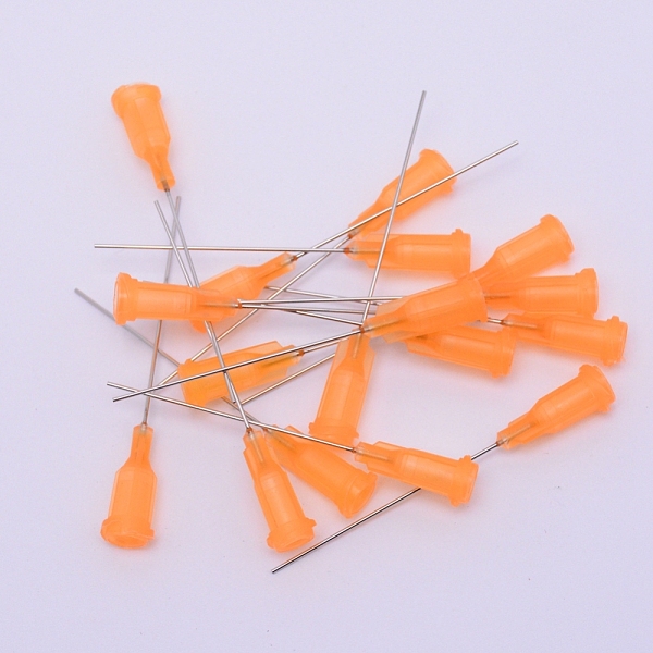

PandaHall Stainless Steel Dispensing Needles, Plastic Interface, Orange, 55.5x7.5mm, Hole: 4.5mm, Pin: 0.64mm, inner diameter: 0.33mm...