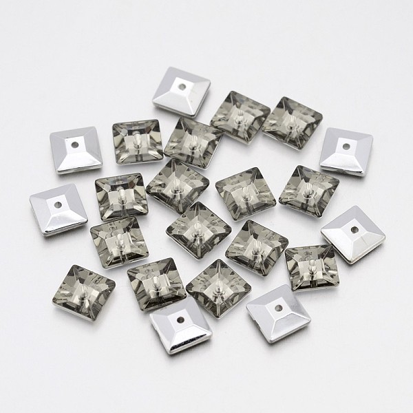 

PandaHall Back Plated Faceted Square Taiwan Acrylic Rhinestone Beads, Dark Gray, 7x7x3mm, Hole: 1mm Acrylic Square Gray