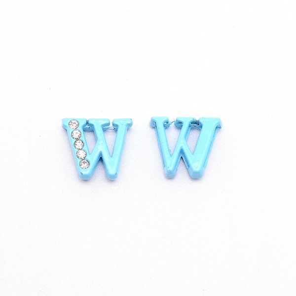 

PandaHall Rhinestone Slide Letter Charms, Alloy Intial Letter Beads, Spray Painted, Letter.W, W: 11.5x13.5x4.5mm, Hole: 1.5x8mm..., Multicolor