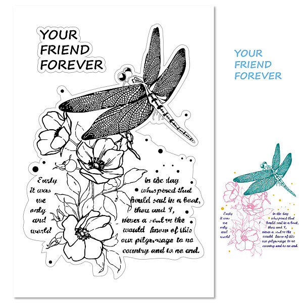

PandaHall Custom PVC Plastic Clear Stamps, for DIY Scrapbooking, Photo Album Decorative, Cards Making, Stamp Sheets, Film Frame, Dragonfly...