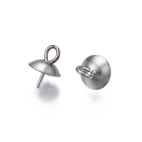 

PandaHall 304 Stainless Steel Cup Peg Bails Pendants, For Half Drilled Beads, Half Round, Stainless Steel Color, 8x6mm, Hole: 2mm, Pin...