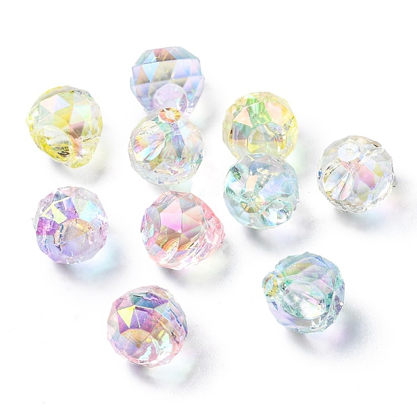 

PandaHall UV Plating Iridescent Acrylic Beads, Faceted, Round, Mixed Color, 13x15mm, Hole: 3mm Acrylic Round Multicolor