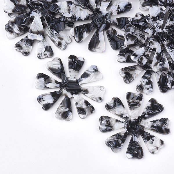 

PandaHall Cellulose Acetate(Resin) Pendants, Flower, Black, 46x46x2.5mm, Hole: 1.4mm Cellulose Acetate Flower Black
