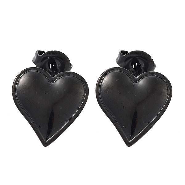 

PandaHall 304 Stainless Steel Stud Earrings, Heart, Black, 13.5x13mm 304 Stainless Steel Heart