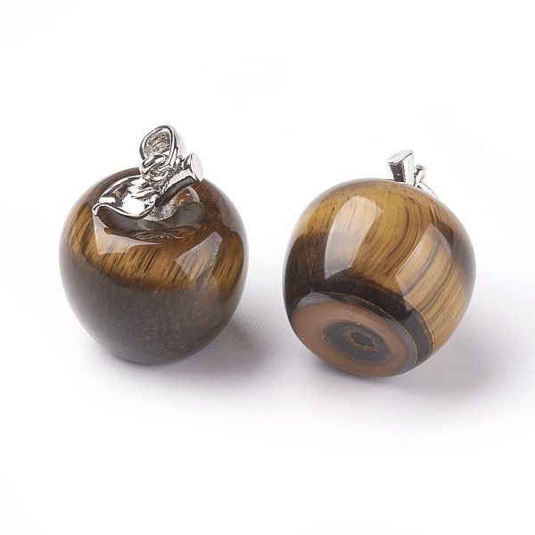 

PandaHall Natural Tiger Eye Pendants, with Alloy Finding, Apple, Platinum, 23x20mm, Hole: 2.5x5mm Tiger Eye Fruit