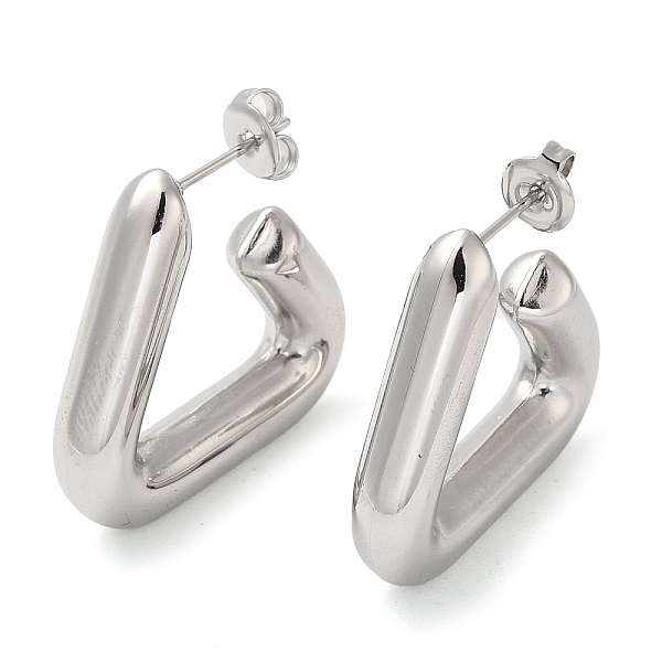 

PandaHall 304 Stainless Steel Triangle Stud Earrings, Half Hoop Earrings, Stainless Steel Color, 29x6mm 304 Stainless Steel Triangle