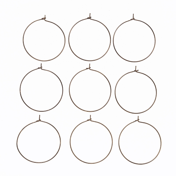

PandaHall Brass Hoop Earring, Nickel Free, Antique Bronze, 35x0.8mm Brass