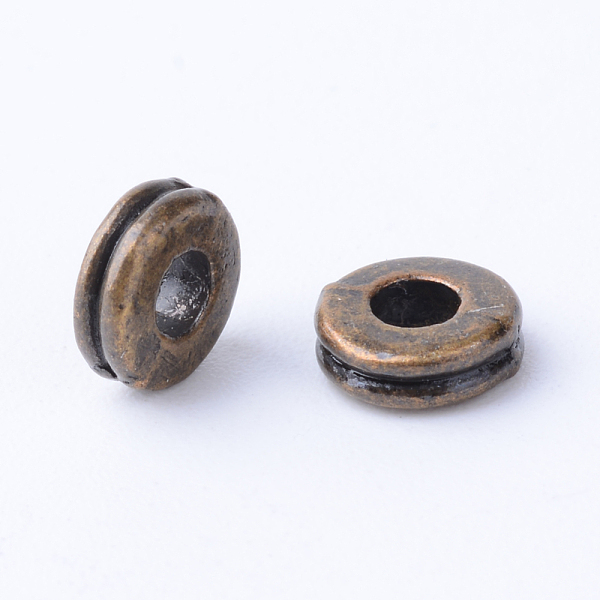 

PandaHall Tibetan Style Alloy Spacer Beads, Donut, Cadmium Free & Nickel Free & Lead Free, Antique Bronze, 6x2mm, Hole: 2.5mm Alloy Donut