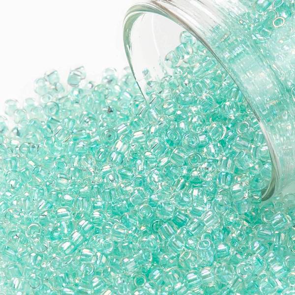

PandaHall TOHO Round Seed Beads, Japanese Seed Beads, (1812) Transparent Rainbow Seafoam, 11/0, 2.2mm, Hole: 0.8mm, about 1103pcs/10g Glass..., Cyan