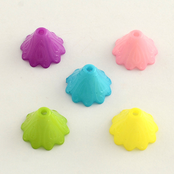 

PandaHall Opaque Acrylic Flower Bead Caps, Multi-Petal, Mixed Color, 15x10mm, Hole: 2mm, about 1430pcs/500g Acrylic Multicolor
