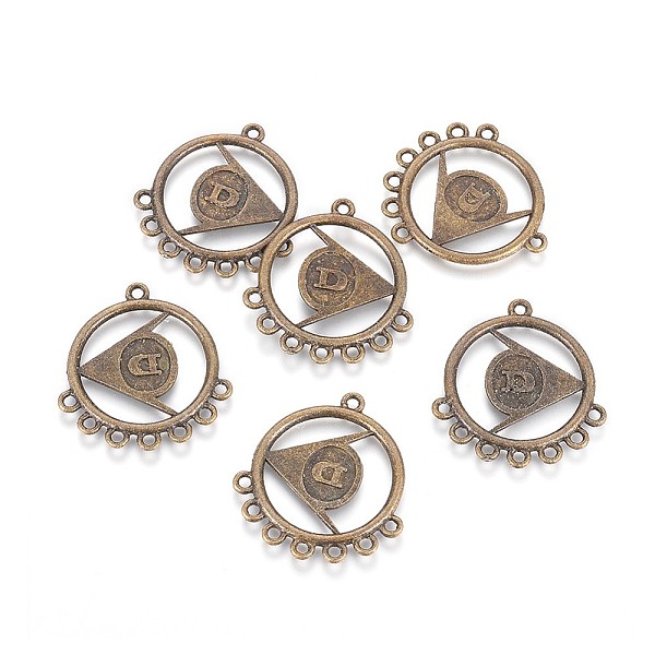 

PandaHall Tibetan Style Alloy Chandelier Components Links, Flat Round, Nickel Free, Antique Bronze, 30x28x2mm, Hole: 1.6mm Alloy Flat Round