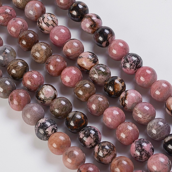 

PandaHall Natural Rhodonite Beads Strands, Round, 10mm, Hole: 1mm, about 37pcs/strand, 15.3 inch Rhodonite Round