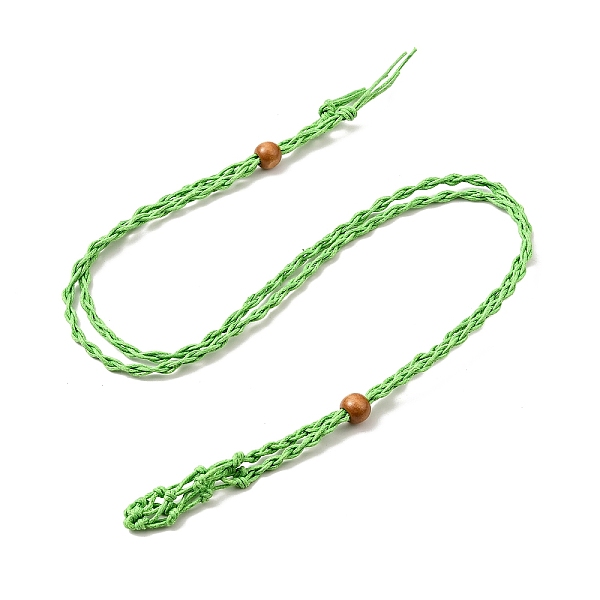 

PandaHall Braided Wax Rope Cord Macrame Pouch Necklace Making, Adjustable Wood Beads Interchangeable Stone Necklace, Lime, 35.43 inch(90cm)..., Green