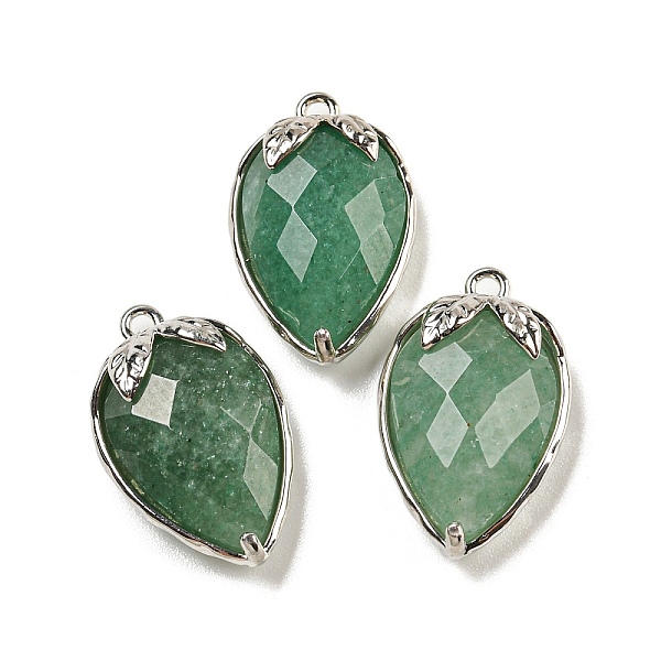 

PandaHall Natural Green Aventurine Faceted Pendants, Rack Plating Brass Strawberry Charms, Platinum, 18x11x5~5.5mm, Hole: 1.2mm Green...